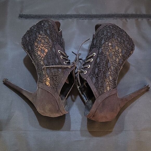 CHASE+CHLOE MESH LACE DESIGN PEEP TOE HIGH HEEL STILETTO PUMP - Picture 12 of 15